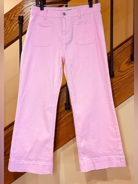 luvamia Jeans Flex-stretch Wide Leg High Waisted Light Pink SZ. Lg NWT